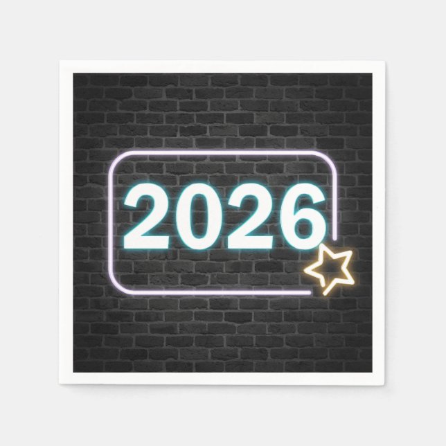 Examen 2026 Neon skylt på tegel Pappersservett (Framsidan)