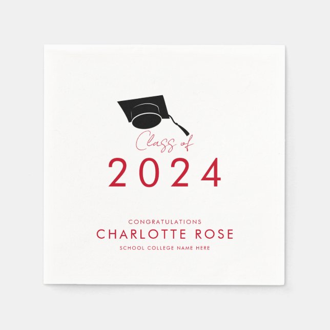 Examen 2026 Röd Script Festpapper Pappersservett (Framsidan)