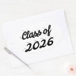 Examen 2026 svart skrivstil examen ovalt klistermärke
