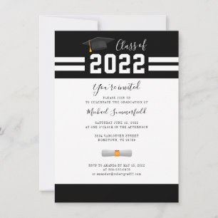 Examen 2026 Svart Vit Studentfest Inbjudningar