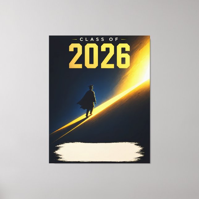 Examen 2026 Utexamenspresent med eget namn Canvastryck (Framsida)