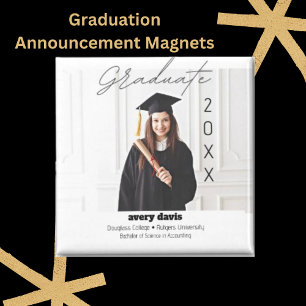 Examen 20XX Enkel Vit Fotoannons Magnet