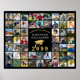 Examen 54 Fotokollage Svart Guld Keps Poster