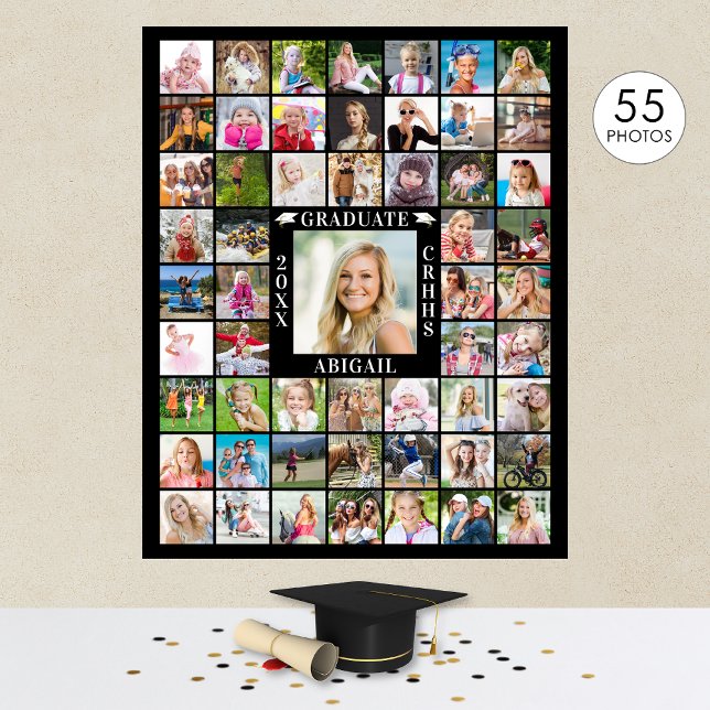 Examen 55 Fotokollage Anpassa din färg Poster (Skapare uppladdad)