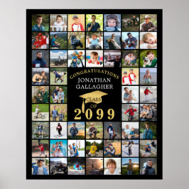 Examen 55 Fotokollage Svart Guld Keps Poster
