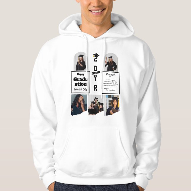 Examen 5 Foto Firande Utexaminerad Mall Hoodie (Framsida)