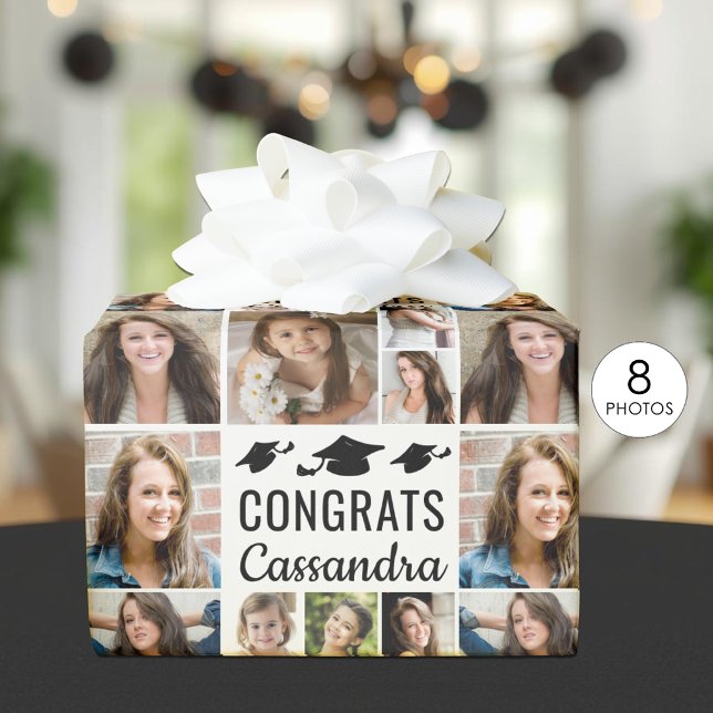 Examen 8 Fotokollage Grattis Namn Presentpapper (Skapare uppladdad)