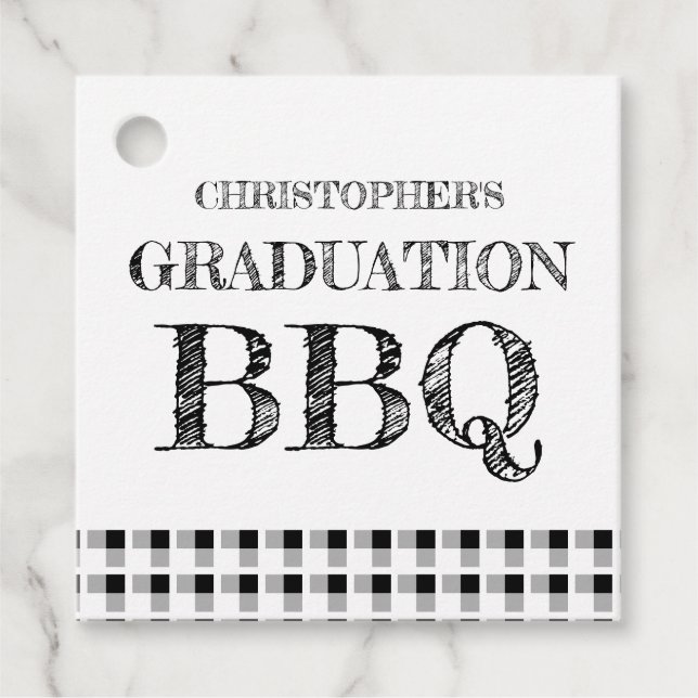 Examen BBQ-ruta Gåvor Etiketter (Framsida)