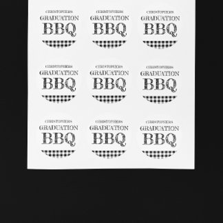 Examen BBQ Rutigt Tyg Runt Klistermärke