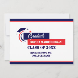 Examen Blå Röd Vit Examen Inbjudan