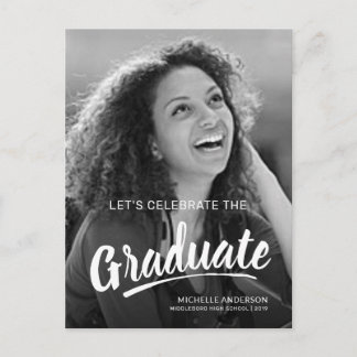 Examen Bold Brush Script 2-sidig fest Inbjudan Vykort