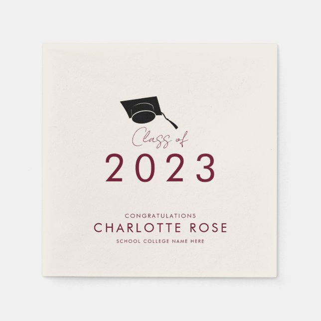 Examen Burgundy Script Grad 2026 Fest Papper Pappersservett (Framsidan)