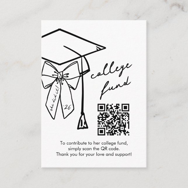 Examen Collegefond QR-kod Mössa och fläta Tilläggskort (Framsida)