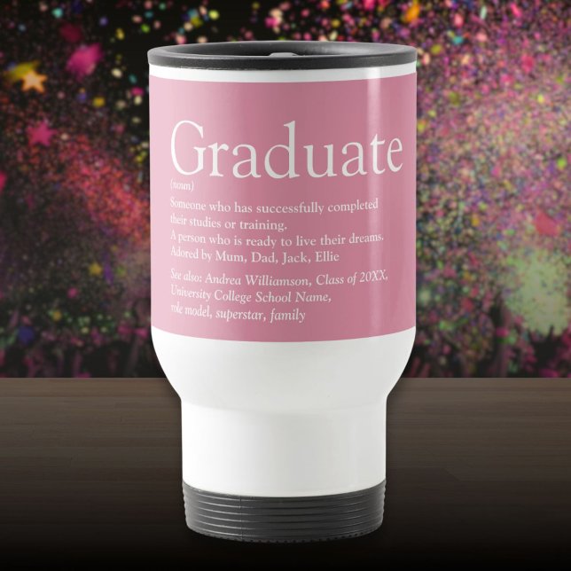 Examen Definition Modern Snygg Tjej Rosa Resemugg (Graduate Definition Modern Cool Girly Pink Travel Mug)