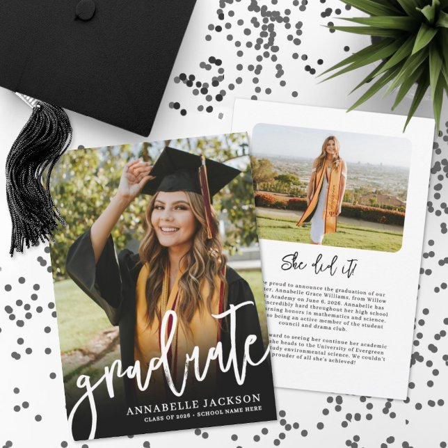 Examen Enkel Foto Examen Meddelande (Graduate Simple Photo Graduation Announcement)