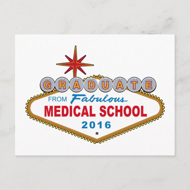 Examen från Fabulous Medical School 2016 (Vegas) Meddelande Vykort (Framsida)