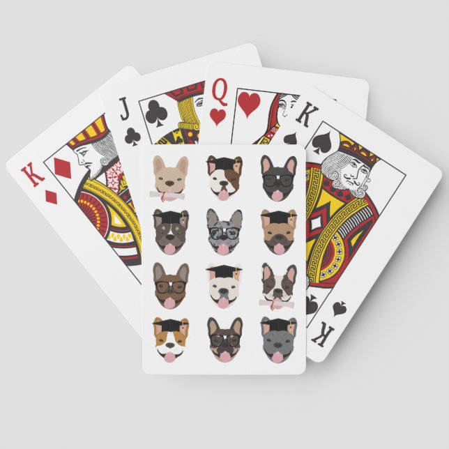 Examen Franskt Bulldoggbarn Ansikten Casinokort (Baksidan)