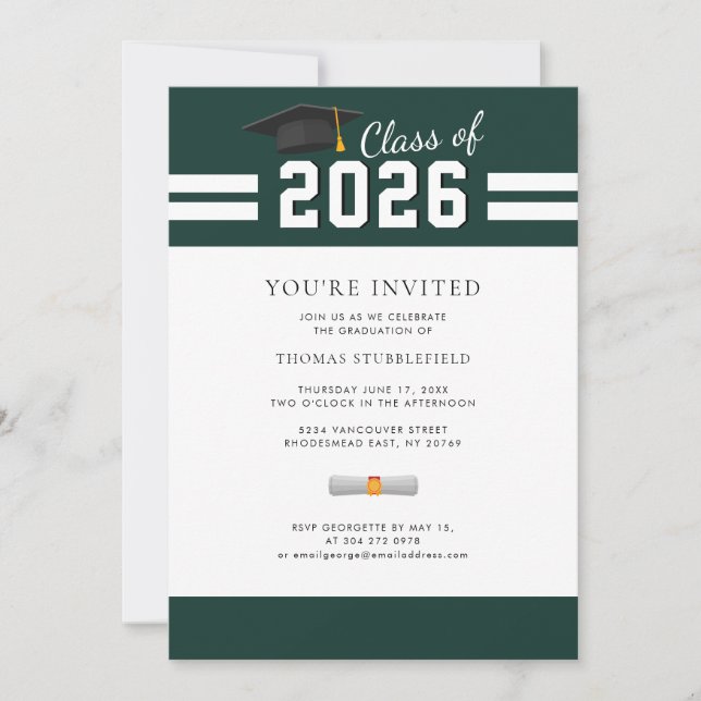 Examen Grön Högskola/Universitet Utexaminerad 2026 Inbjudningar (Framsida)