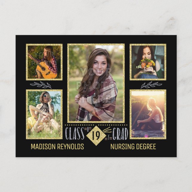 Examen Gymnasium Högskola Examen Foto Collage Meddelande Vykort (Framsida)