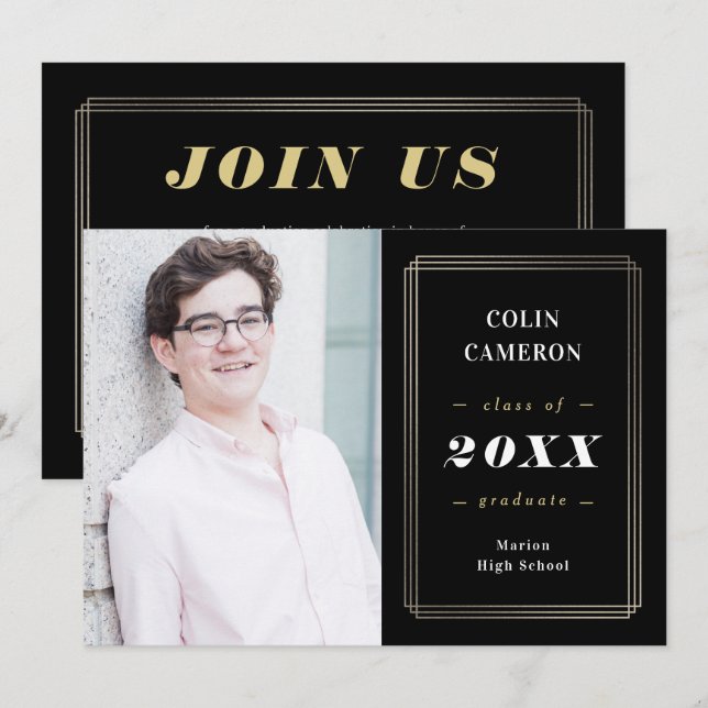 Examen Invitation till gränsen för höft Inbjudningar (Fram/baksida)