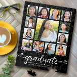 Examen K–12 Modernt manus Fotokollage Svart Pussel<br><div class="desc">Var stolt, gläd dig och visa upp denna milstolpe för din favoritstudent. Skapa denna feminina, fantastiska, enkla, moderna och personliga skolavslutningscollage-pussel för årskurs K-12, en minnessak som du alltid kommer att värna om. En rolig och lekfull visuell presentation med vit handskrift och söta, lekfulla hjärtan, tillsammans med hennes namn, examensår...</div>