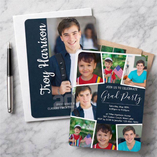 Examen med flera fotokollage inbjudningar (Skapare uppladdad)