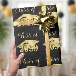 Examen Metallisk Guld Klassår Redigerbar Svart Presentpapper
