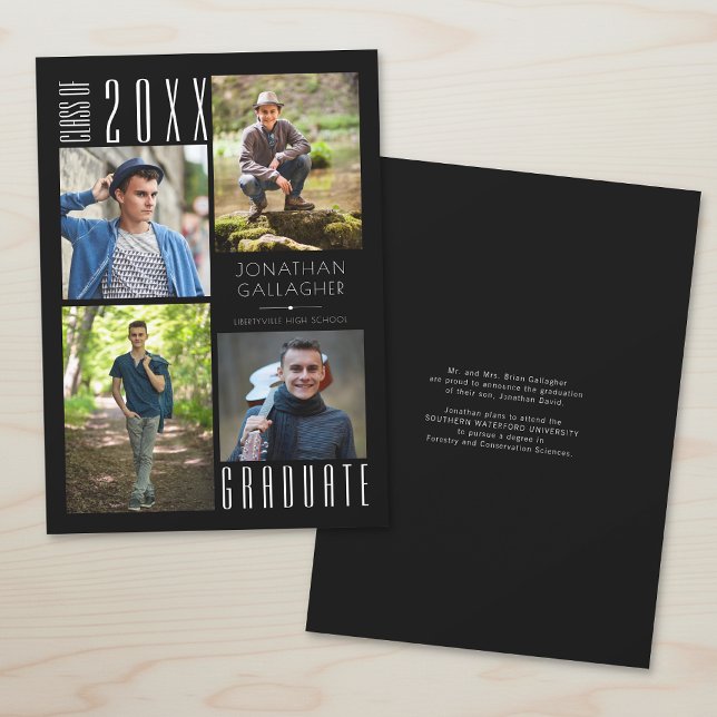 Examen Modern Elegant Fyra Bilder Svart Meddelande (Skapare uppladdad)