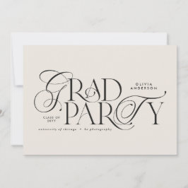 Examen modern elegant typografi svart & vit inbjudningar