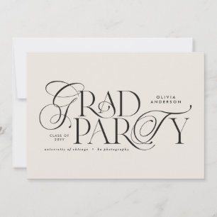 Examen modern elegant typografi svart & vit inbjudningar