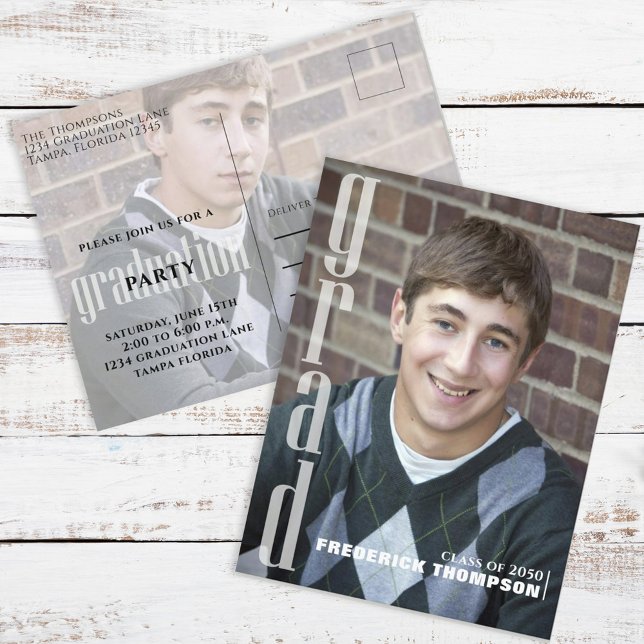 Examen Modern Enkel Twp Foto Elegant Vykort (Skapare uppladdad)