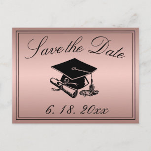 Examen mössa Diplom Rosa Guld Save the Date Meddelande Vykort