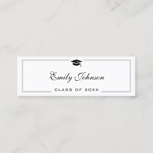 Examen Namn Kort - Elegant Klassiker (Framsida)