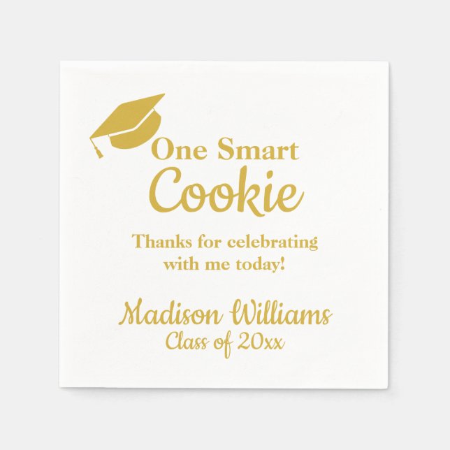 Examen One Smart Cookie Party Guld Grad Papper Pappersservett (Framsidan)