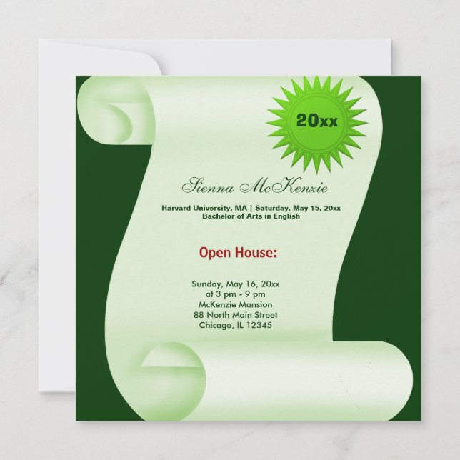 Examen Open House (Grön) Meddelande (Framsida)