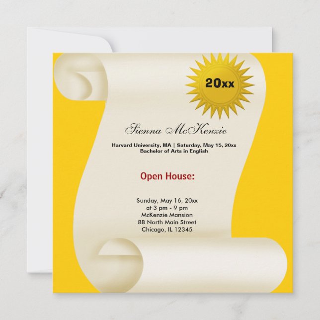 Examen Öppen mottagning (Gul) Meddelande (Framsida)