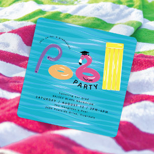 Examen Pool Party Pool Floats Grad Party Inbjudningar