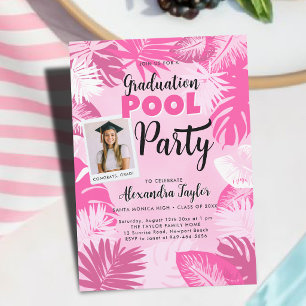 Examen Poolparty Tropisk Botanisk Foto Inbjudningar
