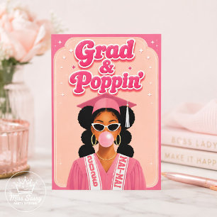 Examen & Poppin' Rosa Bubblegum Svart Tjej Examen Kort