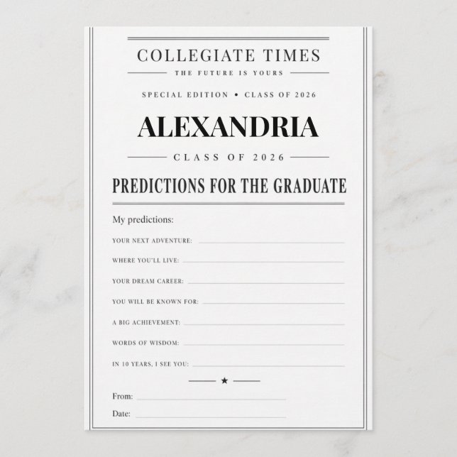 Examen Prognos Kort, Klass 2026 Rådkort (Framsida)