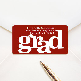 Examen röd modern fet typografi adress adressetikett
