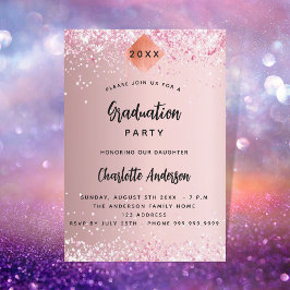 Examen röda glitter flicka inbjudningar