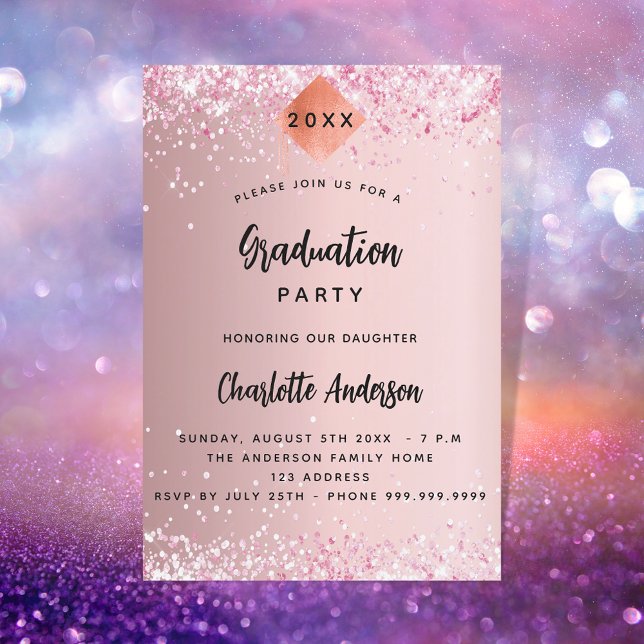 Examen röda glitter flicka inbjudningar (Skapare uppladdad)