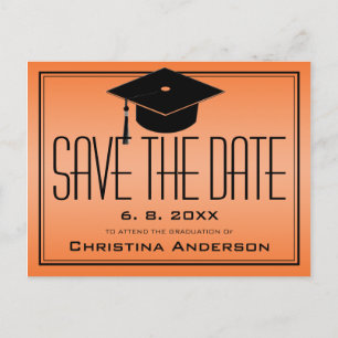 Examen Save the Date Examenmössa Orange Akademiker Meddelande Vykort