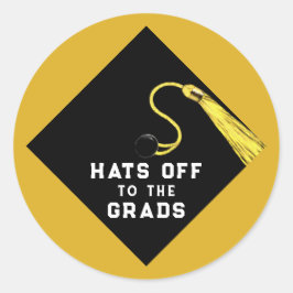 Examen svart och guld runt klistermärke