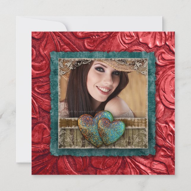 Examen Utexaminerad Westernläder Cool Foto Hjärtan Inbjudningar (Framsida)