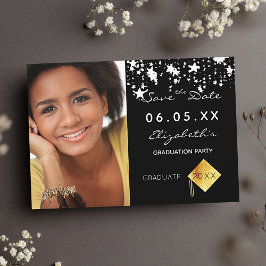 Examenfest black white stars foto 2026 spara datumet