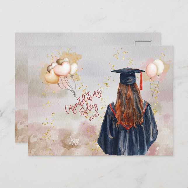 Examenfest Dotter Grattis Vykort (Fram/baksida)