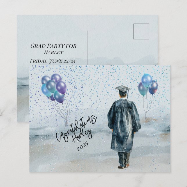 Examenfest för sonen Grattis Vykort (Fram/baksida)