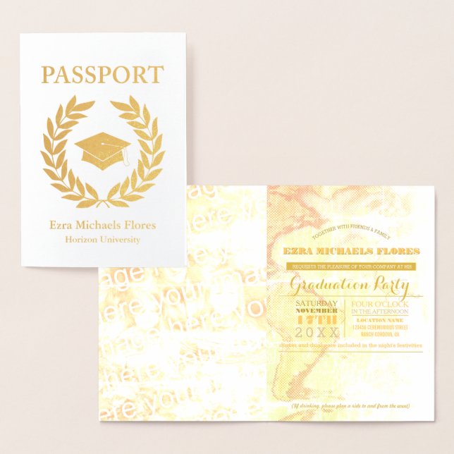 Examenfest pass in gold folie Foliekort Folierat Kort (Display)